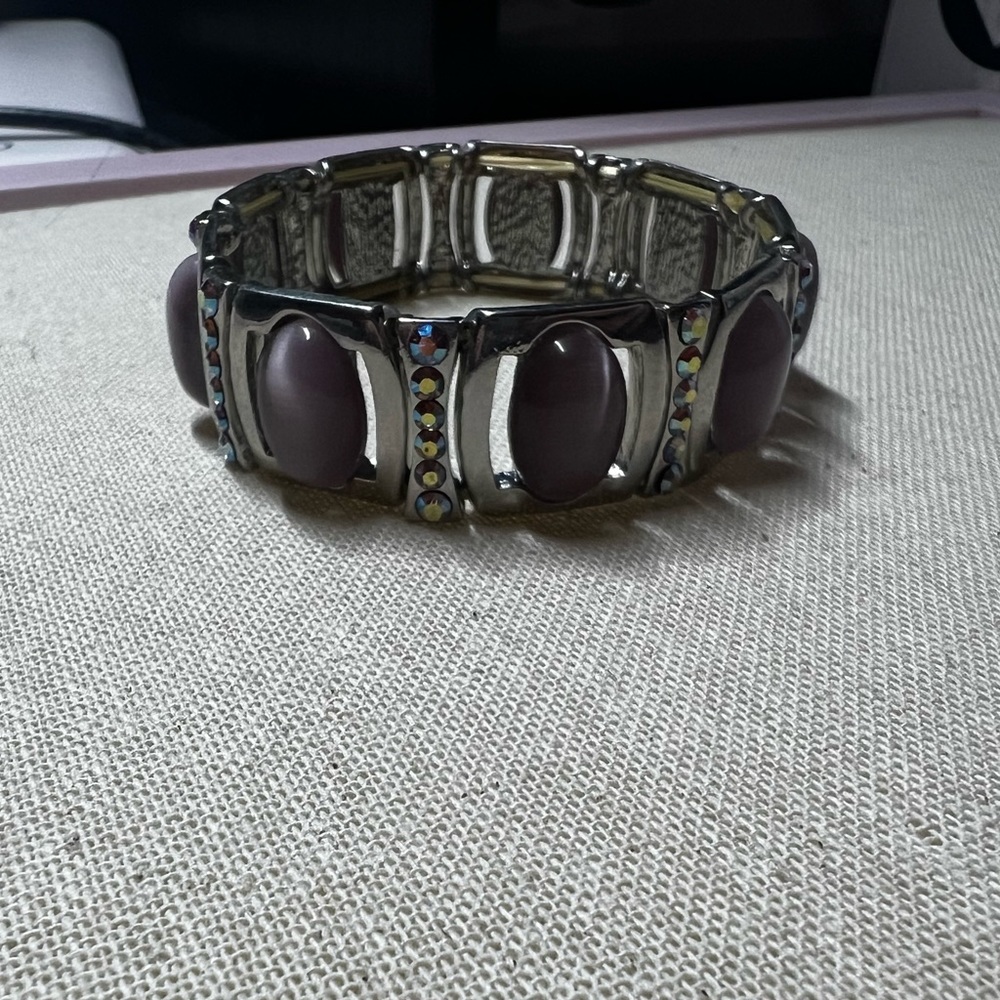 Purple Rhinestone Elastic Bracelet